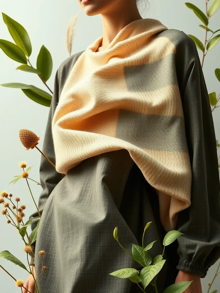 Image of Fjoratex's sustainable fabric, showcasing its eco-friendly composition and soft texture, used in a stylish and environmentally conscious garment.